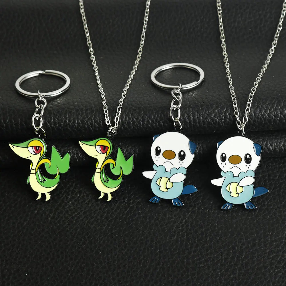 Anime Snivy Oshawott Metal Keychain Animal Pendant Choker Car Keyring Men Boy Jewelry Cute Gift For Fans anime keychain anime keychain pendant