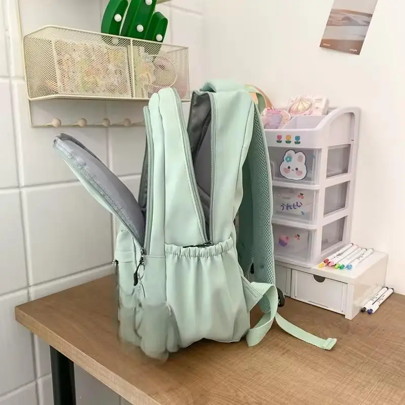 Sac à dos imperméable en nylon pour adolescentes, sac à dos tendance pour filles, sac à bandoulière pour lycée, sac de sport noir pour ordinateur portable_voghion.com