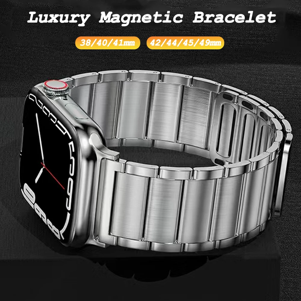 

Metal Magnetic Strap For Apple Watch Ultra 49mm 45mm 41mm 44 38 42 40mm Stainless Steel Bands For iWatch Series 8 7 6 5 4 3 2 SE