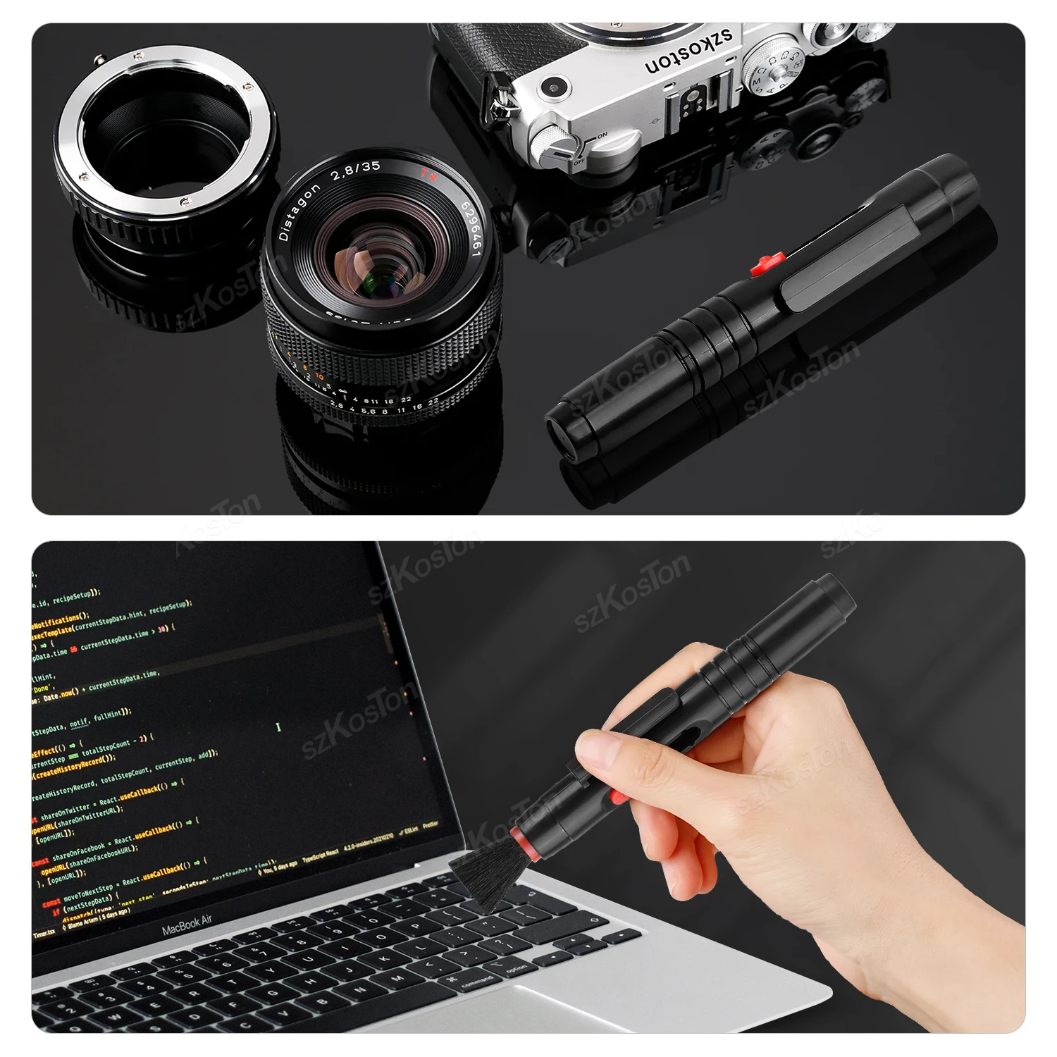 Kit 3 In 1 Per La Pulizia Delle Lenti, Penna Antipolvere Per Fotocamere Dslr Vcr Dc Lenti Filtri Spazzola Nera Retrattile~p151425466 - Foto 6