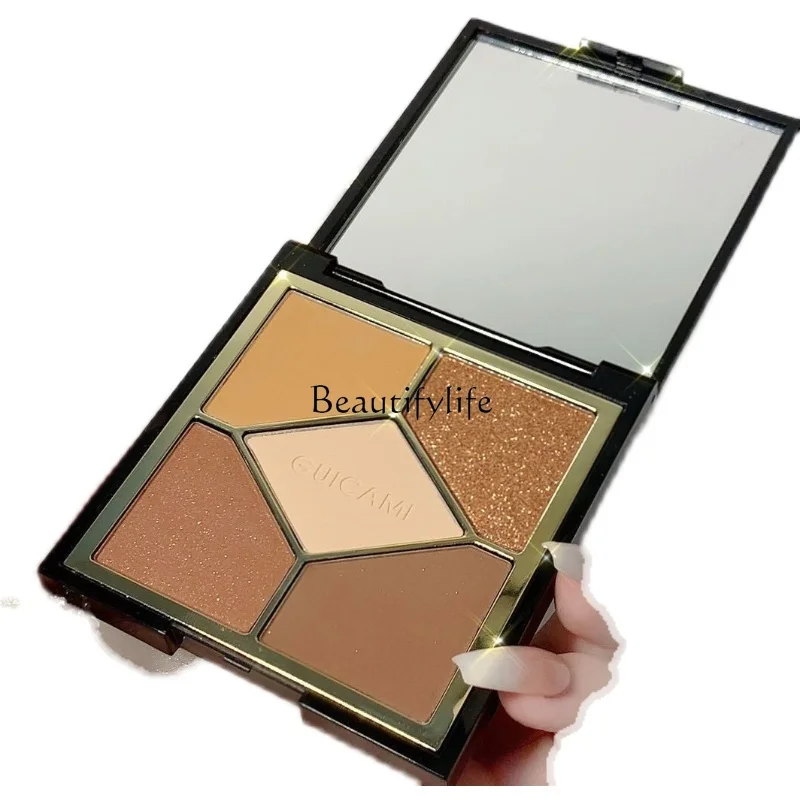 

Five Colors Eye Shadow Plate Matte Earth Tone Super Popular Novice Cheap Waterproof Small Kit Portable