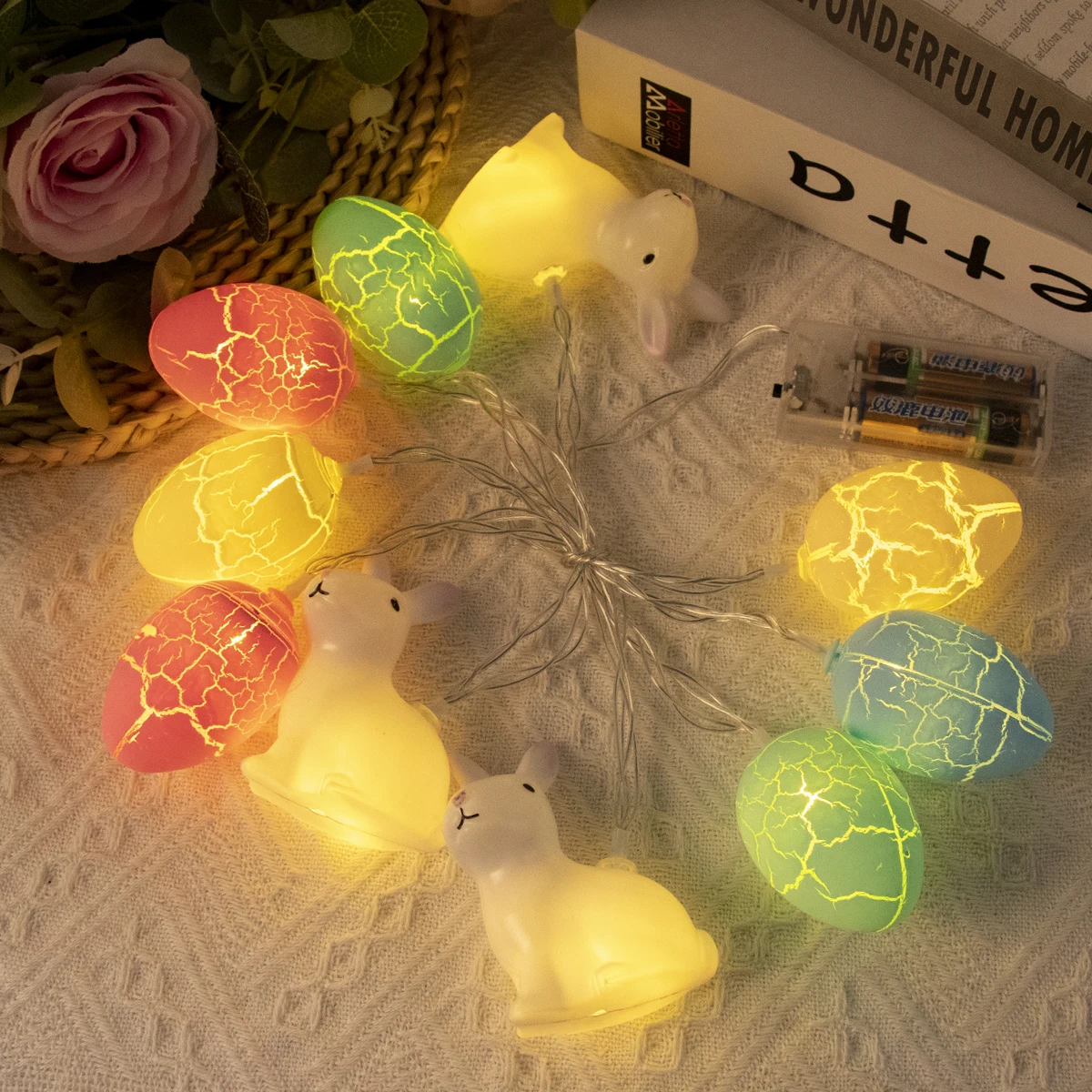 Albero Di Pasqua Pre-illuminato 61 Cm – Betulla Decorativa Con 24 Uova Colorate (giallo, Blu, Rosa, Verde, Bianco), Alimentazione USB/batteria, Centrotavola Fai-da-te - 4