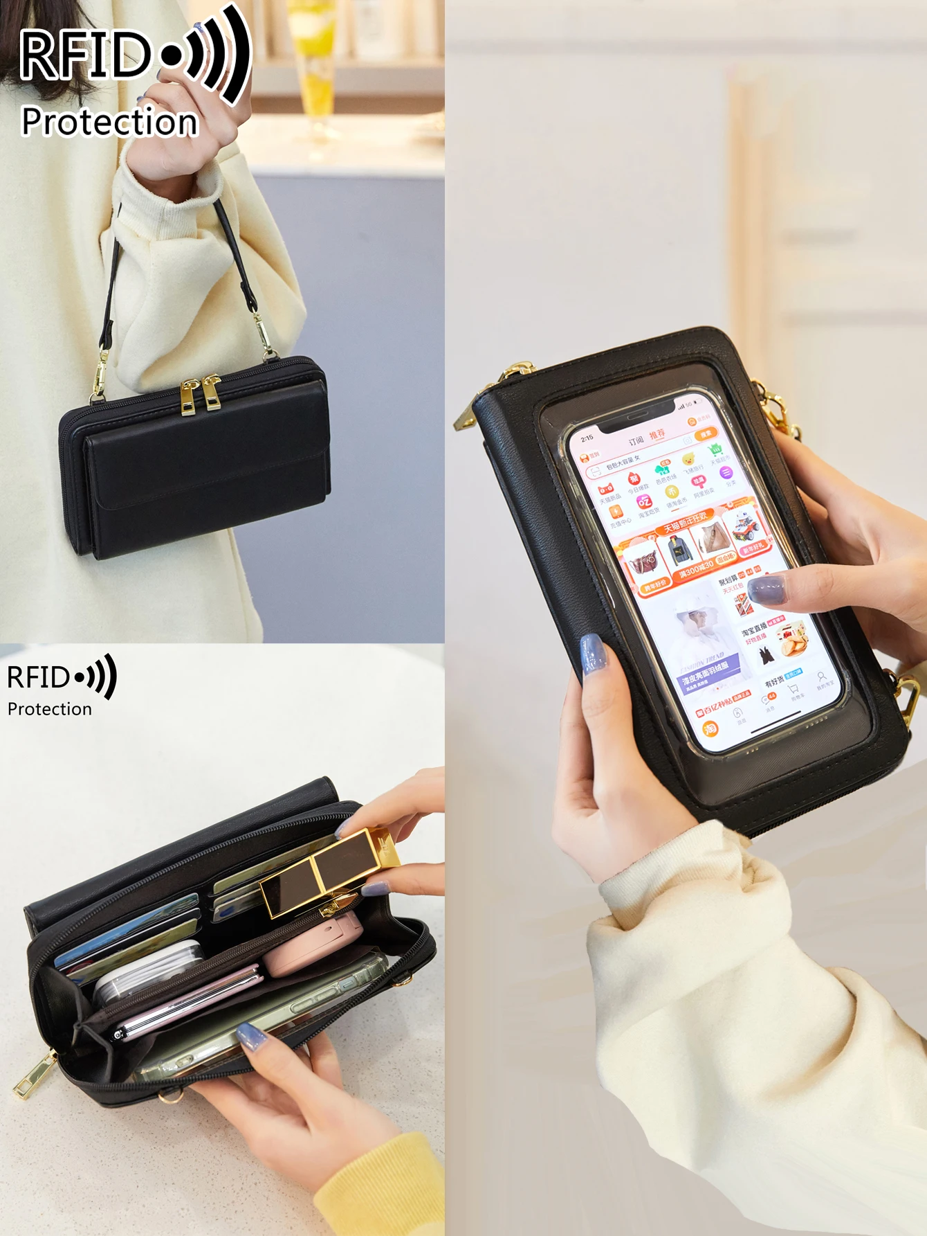 Crossbody Purses Touch Screen Rfid Cell Phone Purse GustaveDesign
