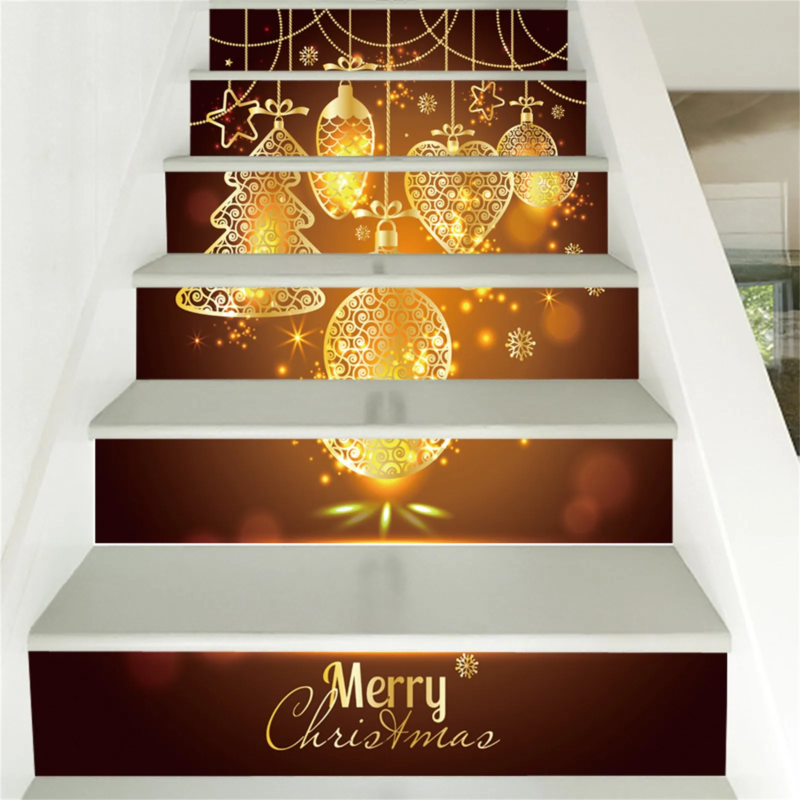 

New Diy Christmas Staircase Sticker Decals Waterproof Self-Adhesive Vinyl Floor Landscape Rise Stairway Covering Decoration