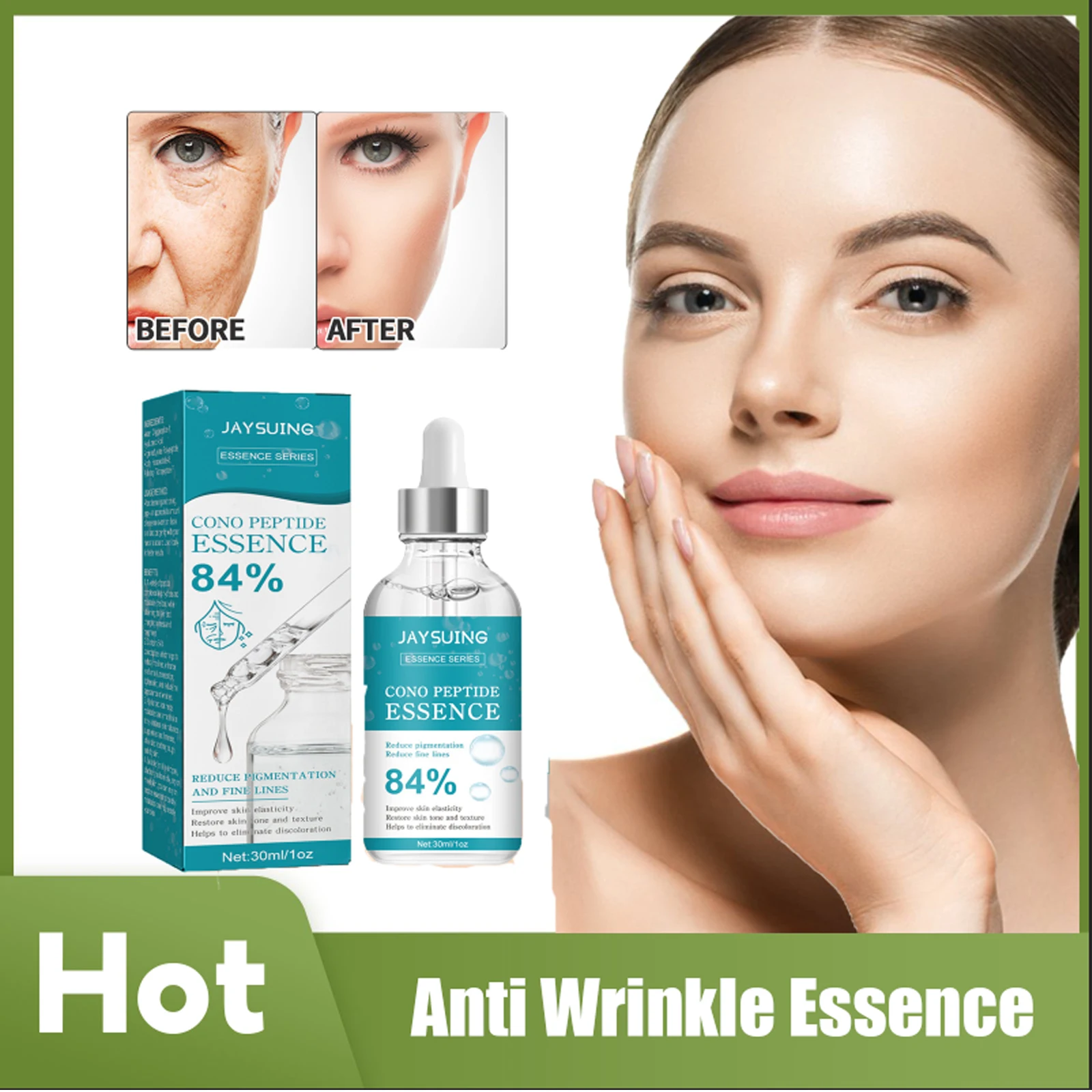 Wrinkle Remove Serum Anti Aging Lifting Fade Fine Line Whitening Dark Spots Moisturizing Firming Skin Cono Peptide Essence 84%