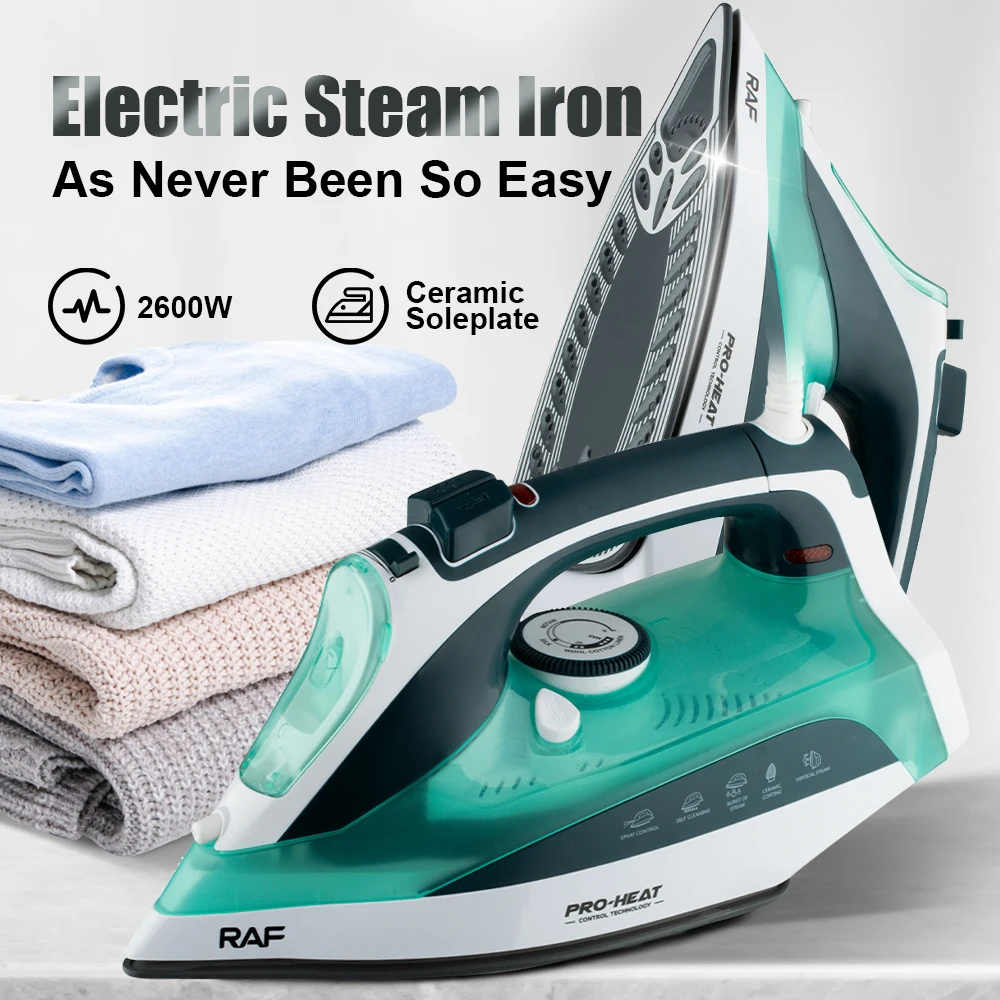 

2400W Household Electric Iron Steam Iron Handheld Ironing Machine with Steam Self-Clean Function Ceramic Plate