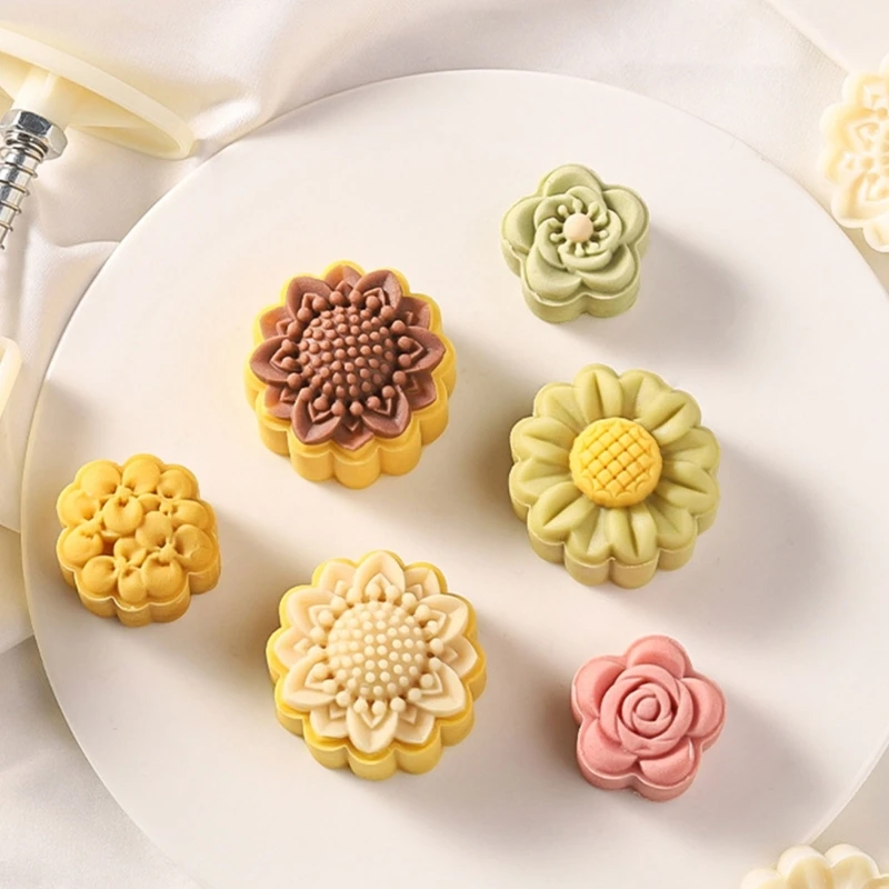 

MidAutumn Festival Mooncake Makers Sunflowers Moon Cake Mold Cookie Stamps DIY Hand Press Cookie Dessert Cutters DropShip