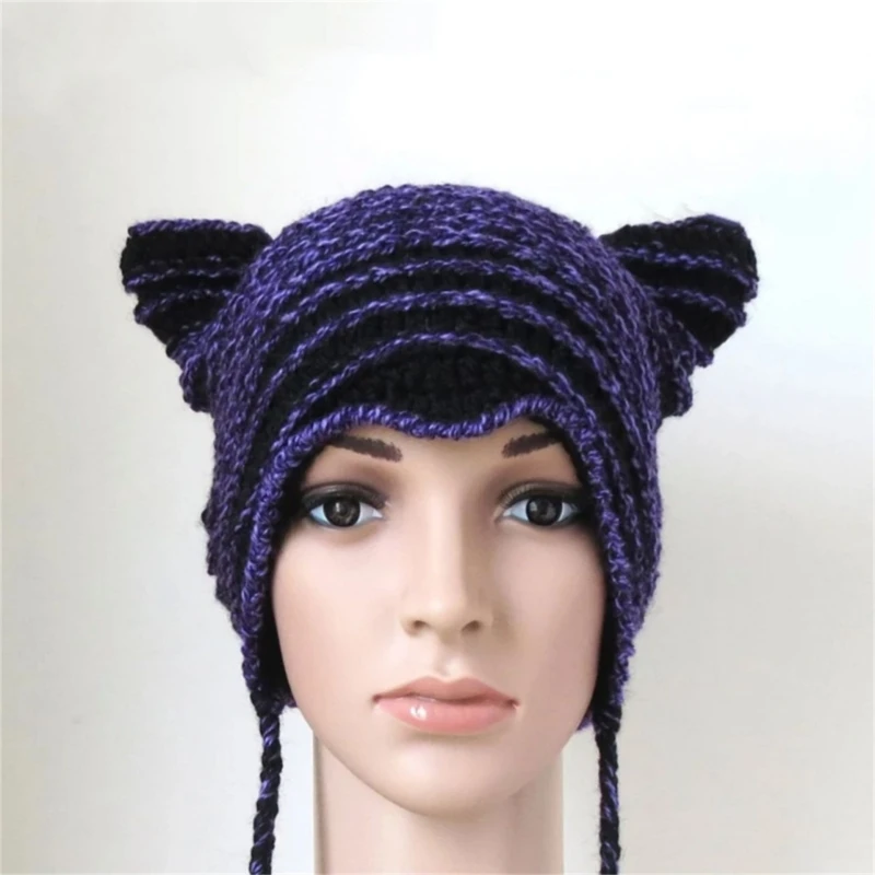 Knit Devil Hat Earflap Earflap Hat Y2k Devil Horn CatEar Little Y2K CatEar