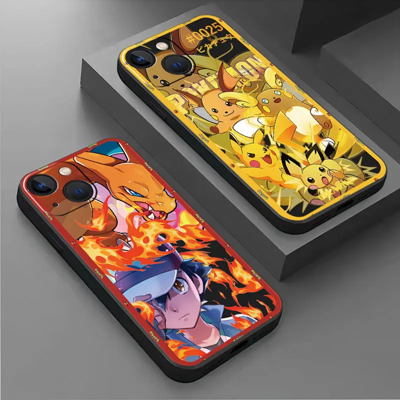 Custodie Per Telefoni Per Iphone 11 15 Pro Max 8 Xs 12 14 7 Plus Se 13 6S Xs Max 12 13Mini Black Fundas Cover P-Pikachu Gengars Blastoise
