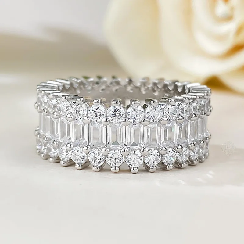 

2023 New 925 Silver European and American Luxury Set Large Row Diamond Ring High Carbon Diamond Ring Female