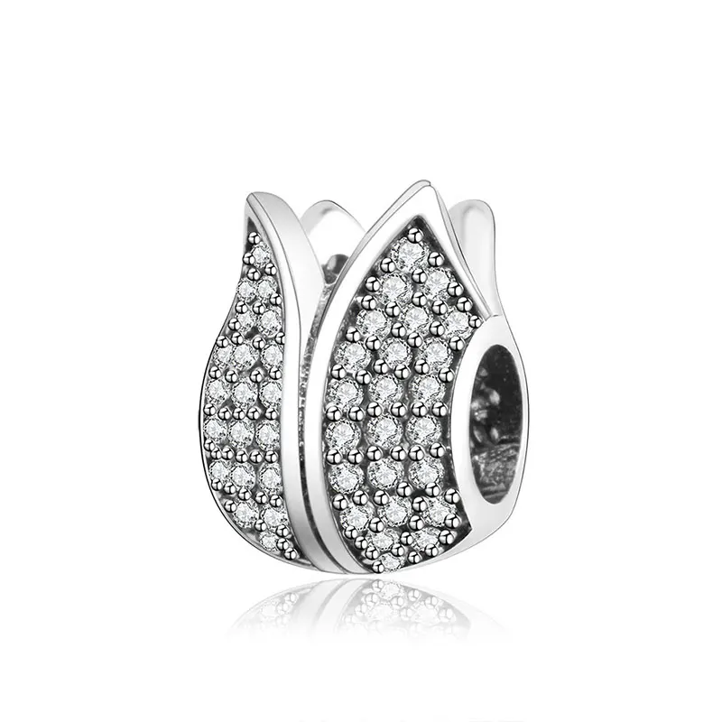 Fc Jewelry Fit Original Charm Bracciale 925 Silver Tulip Lotus Flower Bead Per Fare Alleviare L'Ansia Madre Nonna Berloque