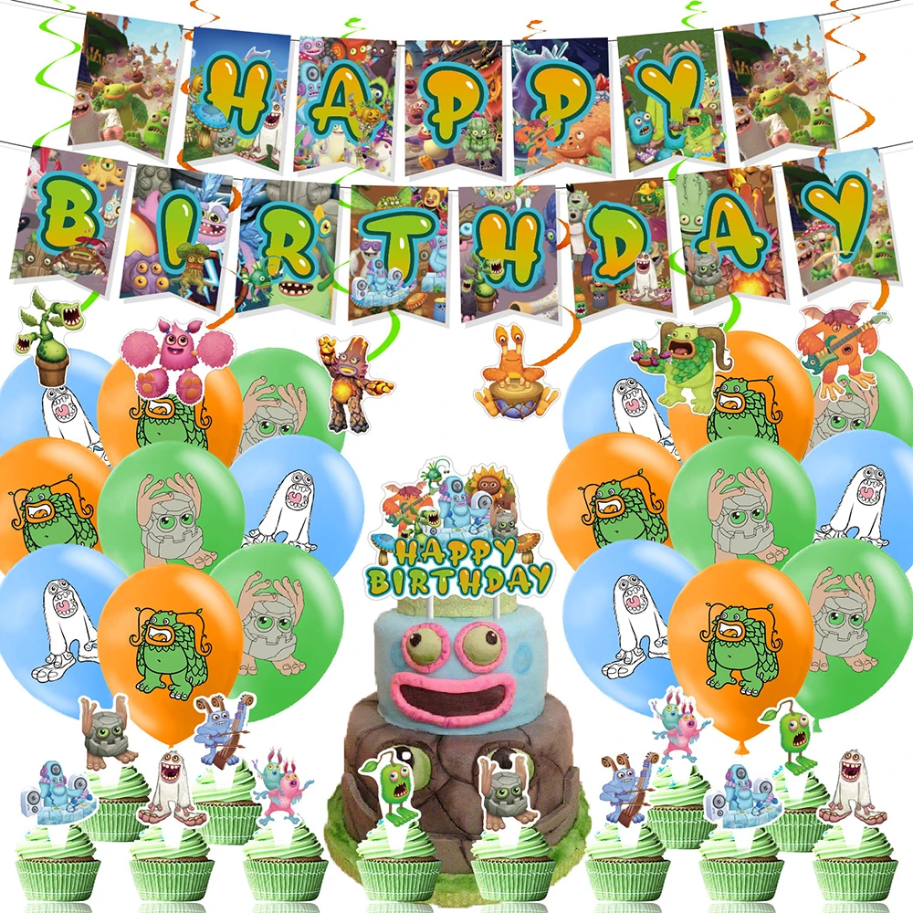 My Singing Monster Party Decorations Banner Balloons Cake Toppers Monster Birthday Theme Party Supplies For Baby Shower