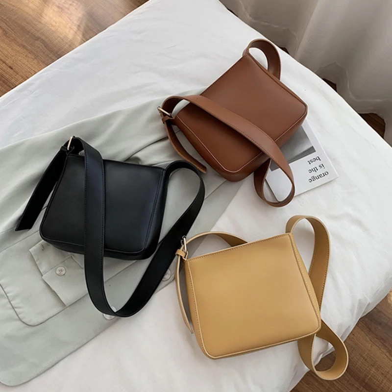 

2023 New Women's Fashion Handbags Retro Solid Color PU Leather Shoulder Underarm Bag Casual Women Shoulder Bag Handbags