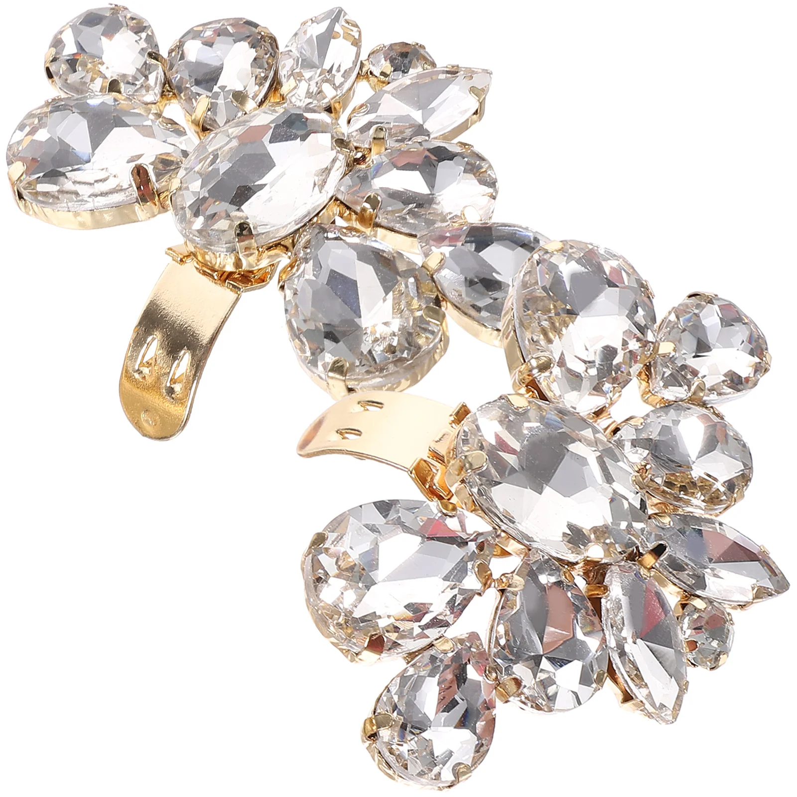 

2 Pcs Shoe Charms Crystal Flower Clips Wedding Decorate for Women Buckles Removable Women's