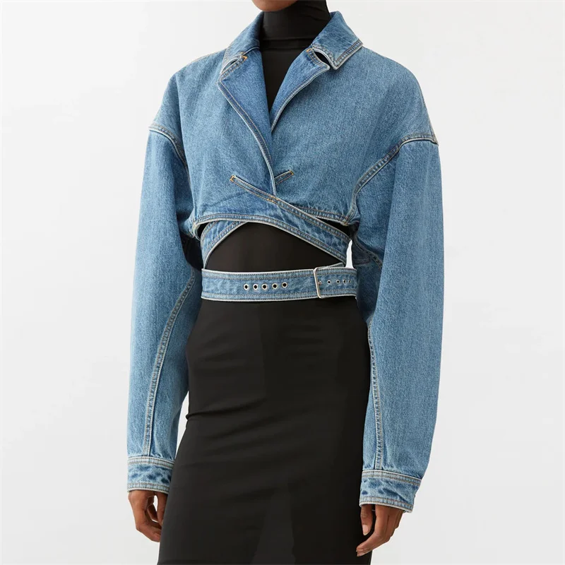 

Women's jacket Spring 2024 New Retro Washed Short Coat Pure Cotton Denim jacket High quality long sleeved top y2k free shipping