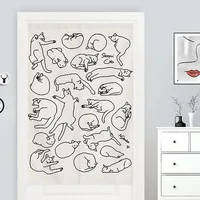 Cartoon Funny Cat Simple Japanese Door Curtain Kitchen noren half-Curtains Bedroom Partition Bathroom doorway Living Room Decor 1