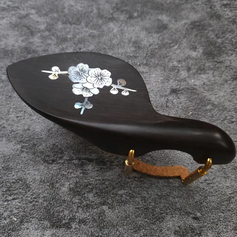 Adjustable Ebony Jujube Wood Violin Chinrest with Metal Clamp and Cork Padding