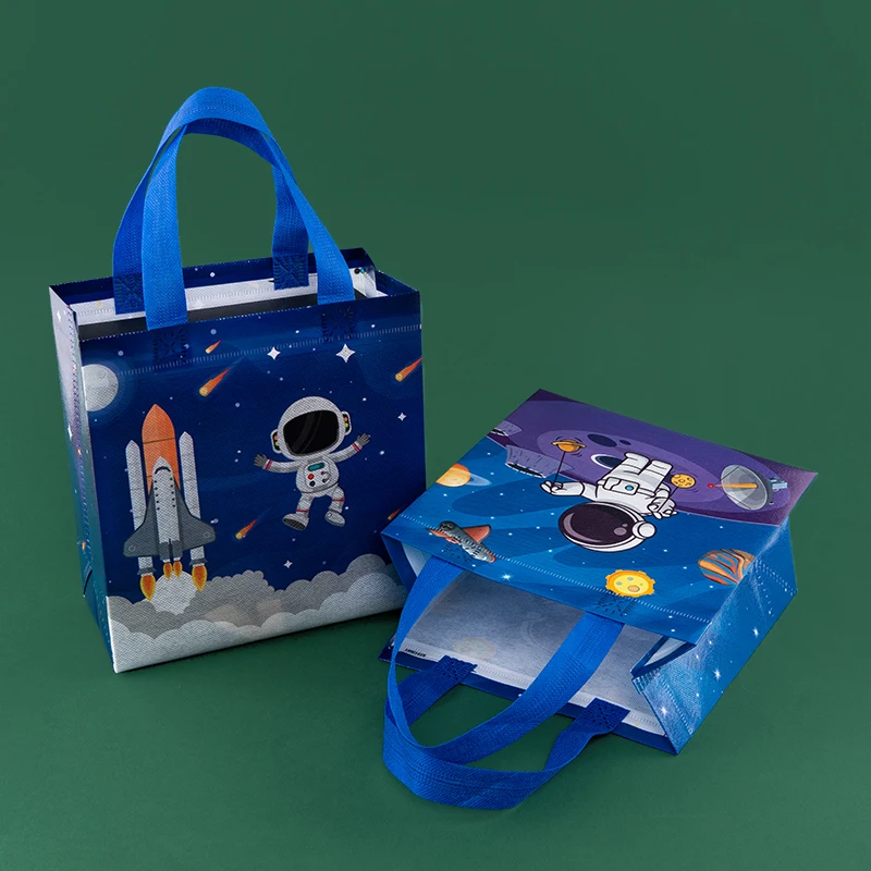 StoBag 12pcs New Non-woven Gift Tote Bags Cartoon Kids Child Fabric Package Waterproof Storage Reusable Pouch Birthday Party 5