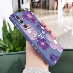Elegant Purple Flower Phone Case - Stylish and Protective Accessory - Samsung A73 5G (Light Blue)