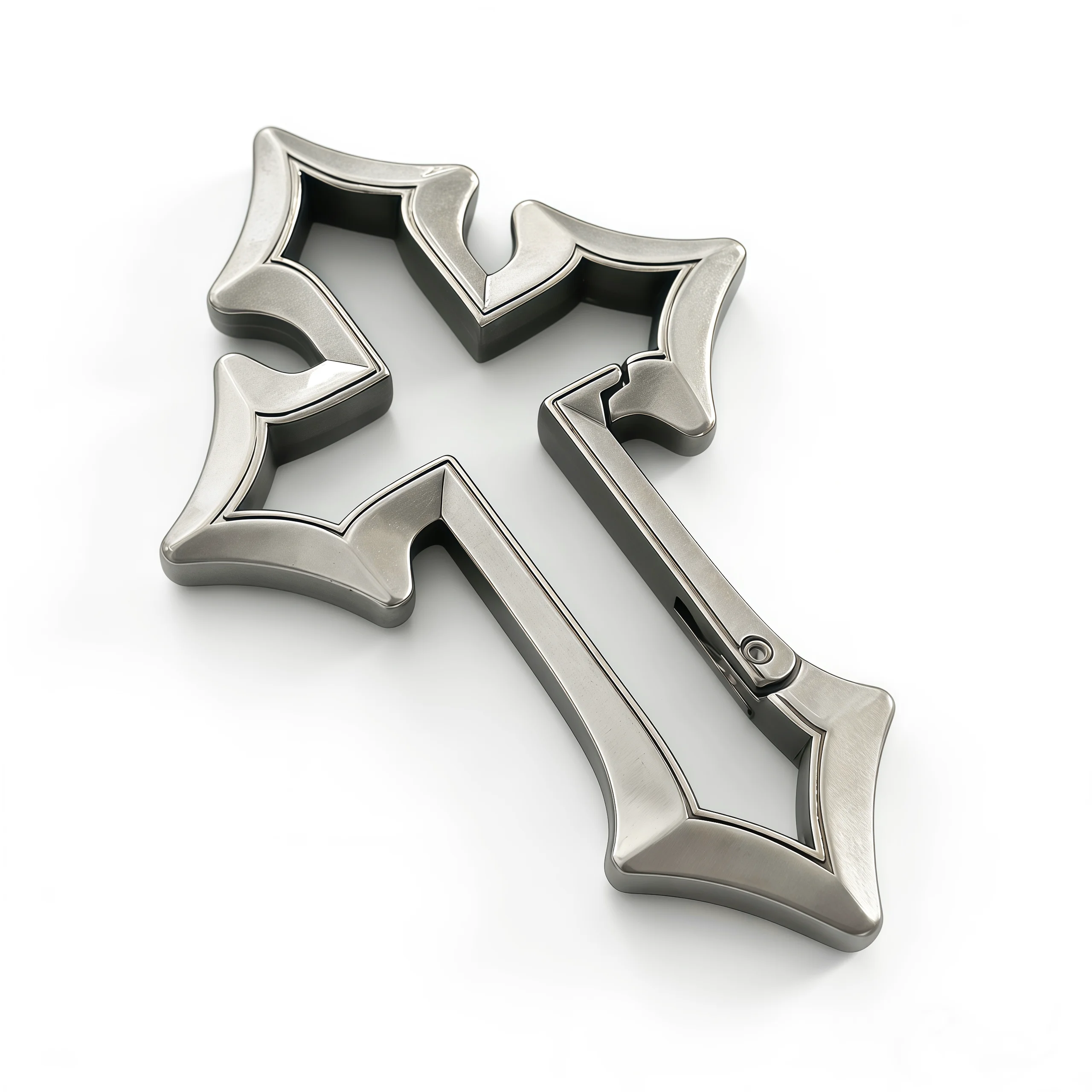 Dual-Tone Silver Cross Keychain: Irregular Lobster Clasp Bag Charm & Streetwear Styling Accessory