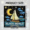 Black Themed Adult Coloring Book Multi-Element Art for Relaxation Featuring Flowers, Sailboats, Portraits, and Cosmic Designs 2
