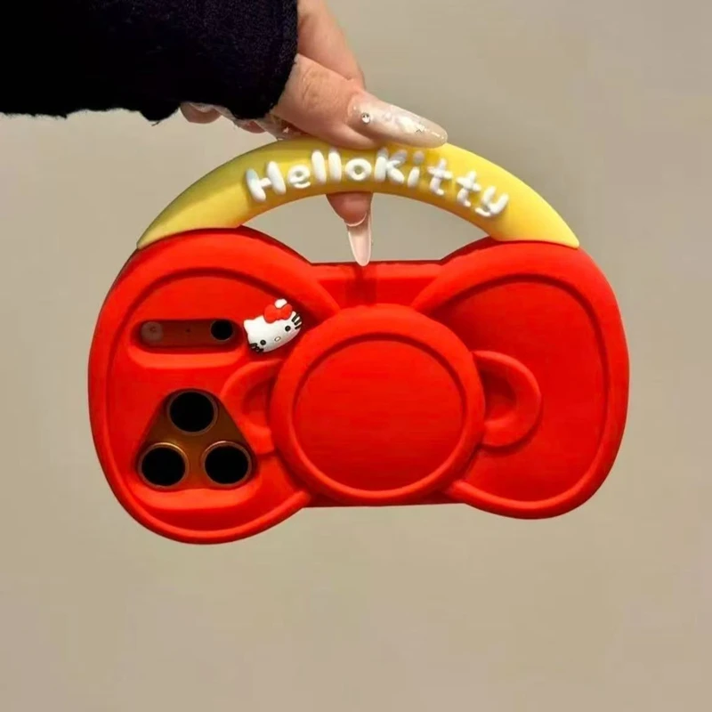 Bowknot Bags Shape Hello Kitty Silicone 3D Phone Case For iPhone 13 14 15 16 17 Pro Max 2