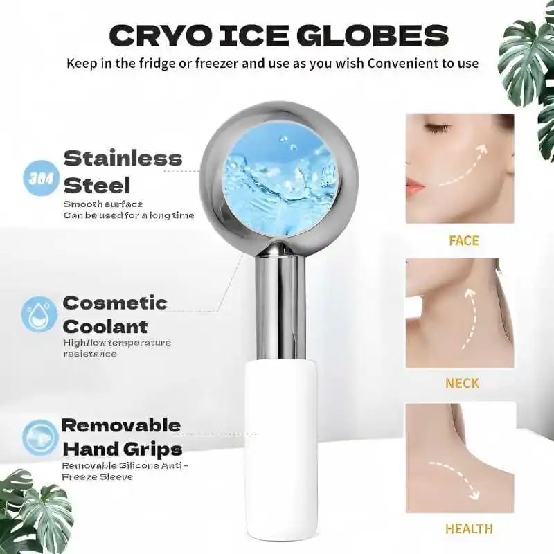 Ice Globes for Face Eyes Stainless Cool Massagers Cold Roller Cooling Globes for Puffiness Sagging Skin Facial Relaxation