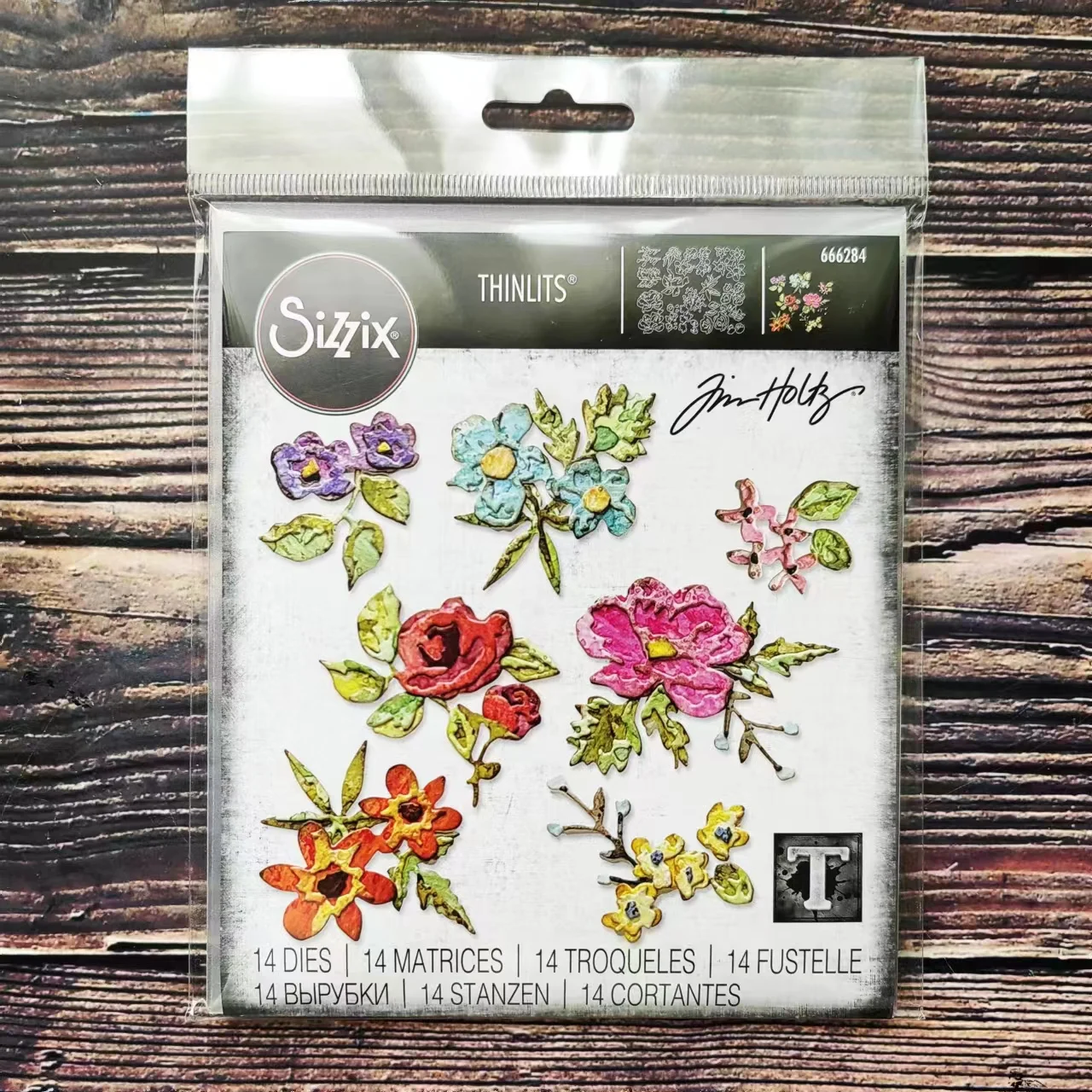 

Sizzix 666284 Thinlits Die Set 14PK - Brushstroke Flowers Mini by Tim Holtz