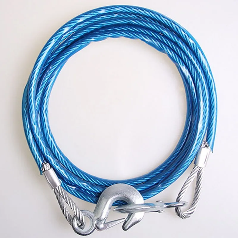 Car Steel Wire Tow Rope 5M 7Tons Heavy Duty Towing Strap Outdoor