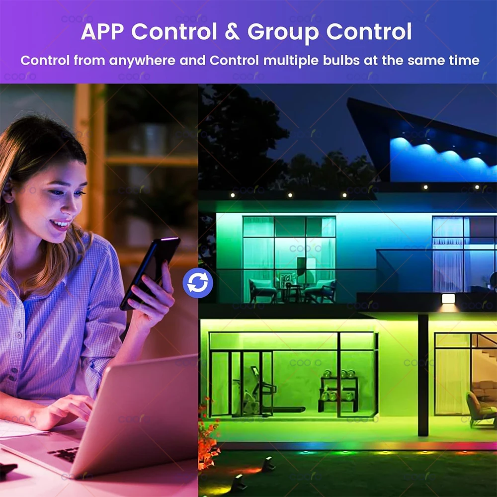 Tuya WiFi/Bluetooth Smart Bulb E27 RGB+C+W Smart Light Bulbs AC 220V Smart Lamps Works with Alexa Google Assisatnt Smart Life