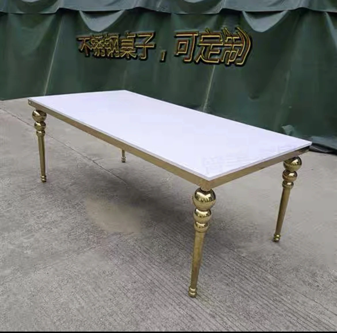 Luxury Stainless Steel Banquet Party table Dining Dinner table Glass Serpentine Wedding Cake Table for Evente 308