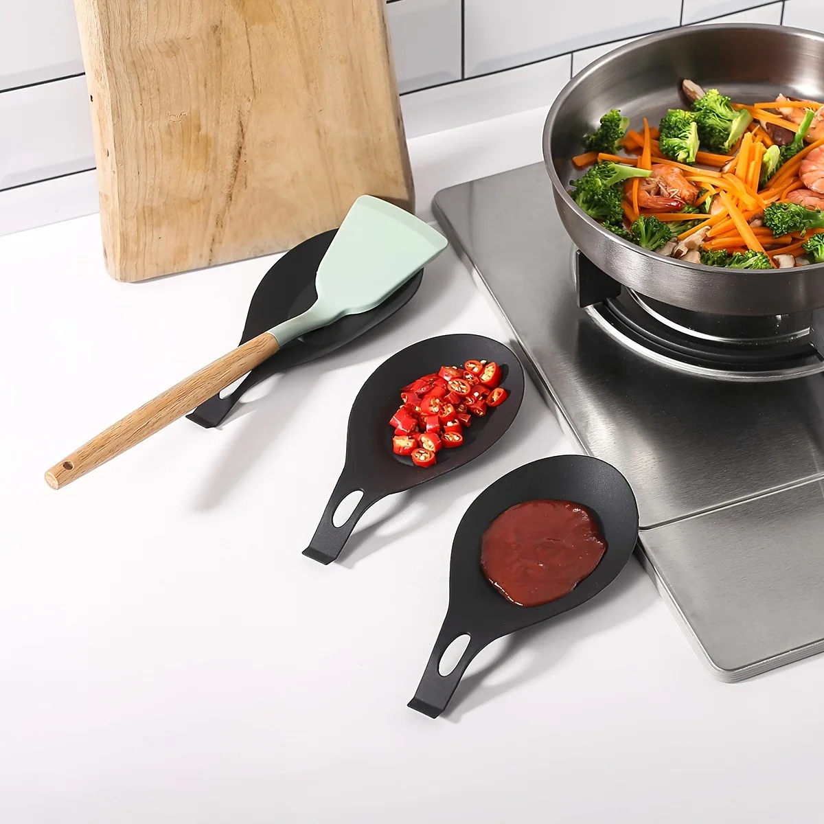 Kitchenware Accessories Silicone Spoon Rest Spatula Holder Heat Resistant Utensil Placemat Tray Kitchen Tools