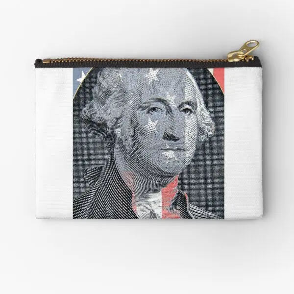 

George Washington And Stars And Stripes Zipper Pouches Pocket Cosmetic Money Packaging Women Small Panties Bag Coin Men Pure