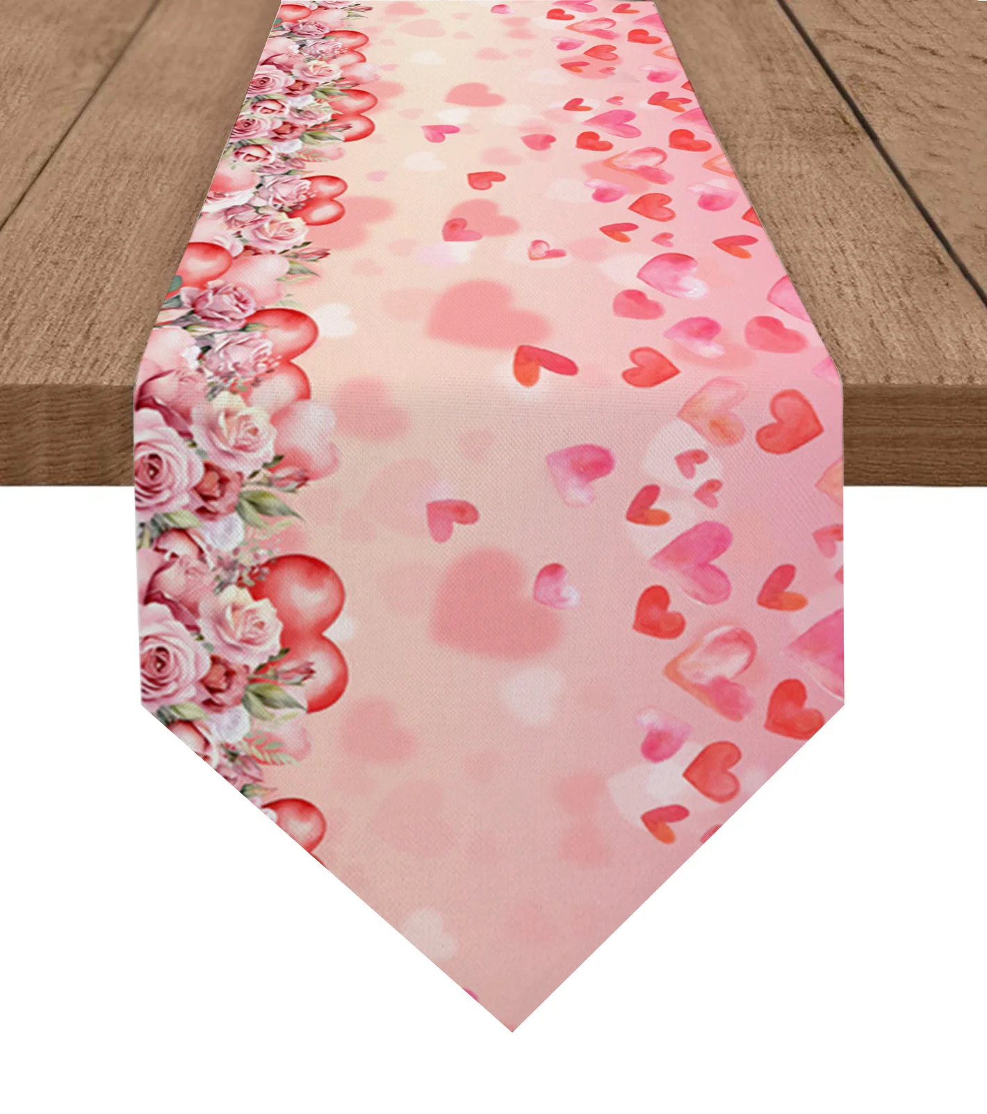 

День Святого Валентина, розы, любовь, Настольная дорожка, Свадебная вечеринка, Декоративная скатерть, праздничный кухонный стол, Декор, Настольная дорожка
