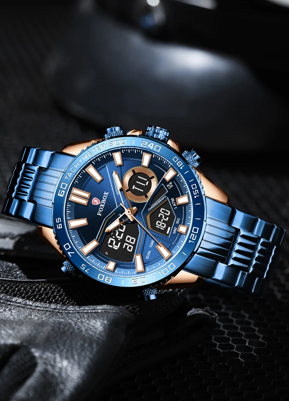 Men Watches Quartz Digital Male Clock Military Sport Blue Stainless Steel Man's Wrist watch_voghion.com
