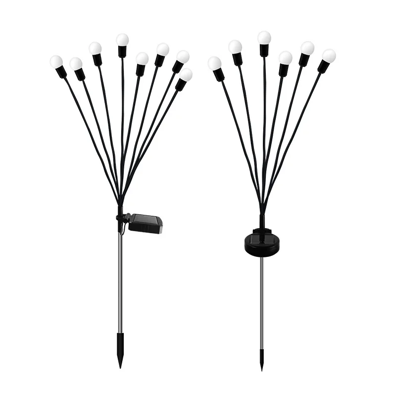 2 stk. LED-lys utendørs solcelledrevet ildfluelampe vanntett hage hjem camping utvendig dekorasjon bevegelsessensor gulvlampe_voghion.com