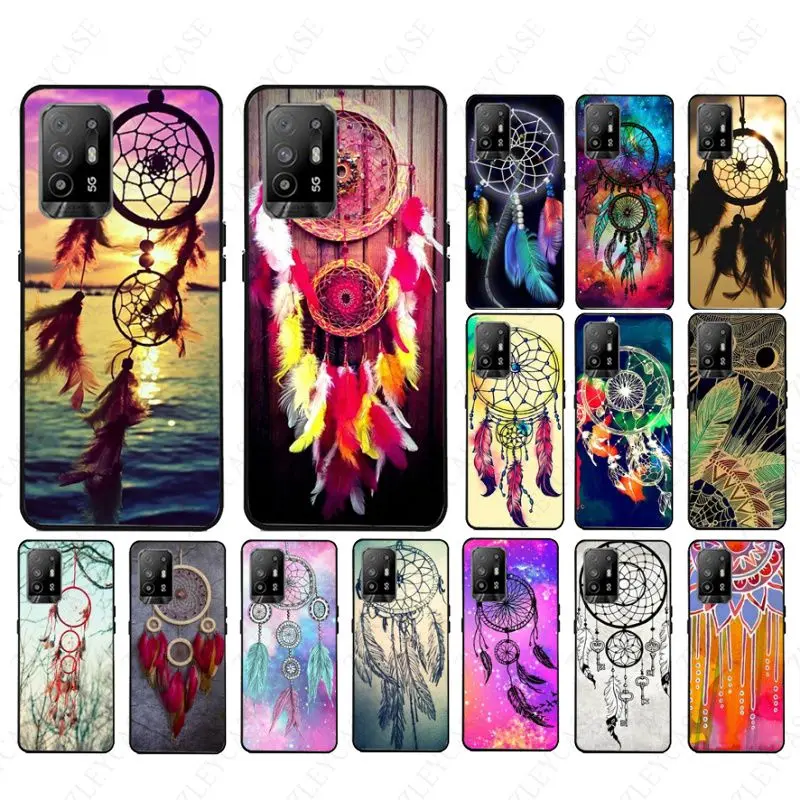 Dream Catcher Mandala Pattern Key Feathers Cover Per Telefono Per Oppo A94 A74 A9 A5 A53 A73 A57 A96 4G A54 A78 A77 A98 A72 5G Case
