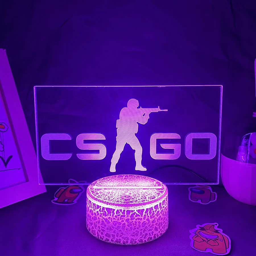 CS GO Game Counter Strike 3D Night Lights Picture Lava Lamp Led USB Battery RGB Neon Gift Bedroom Table Desk Decoration For Home
