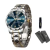 Men Watch Water Diamond Luxury Night Glow Double Calendar Quartz Movement 41mm Blue Gold Stainless Steel Fashion Business Watch 1