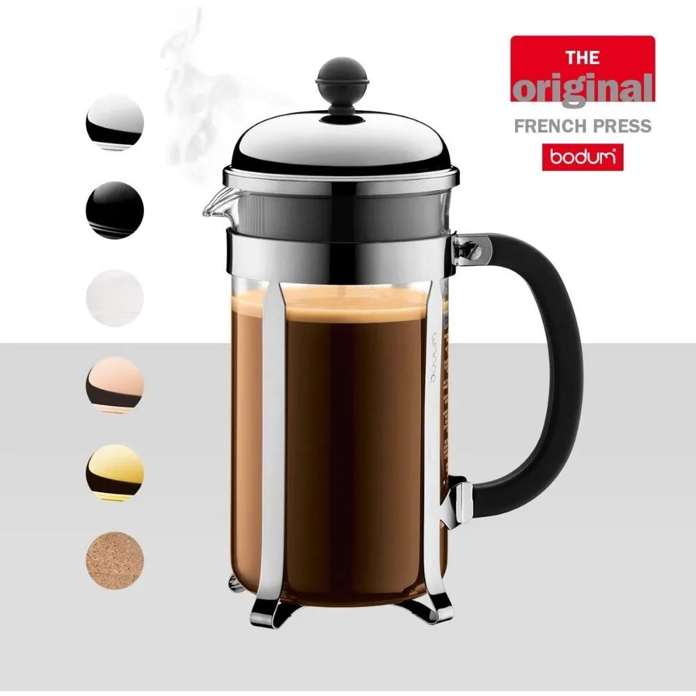 Tea maker French press coffee pot tea cup filter pot milk bubble stainless steel stand high temperature resistant glass 1PC Coffee Maker French Press Coffee Press Coffee Press