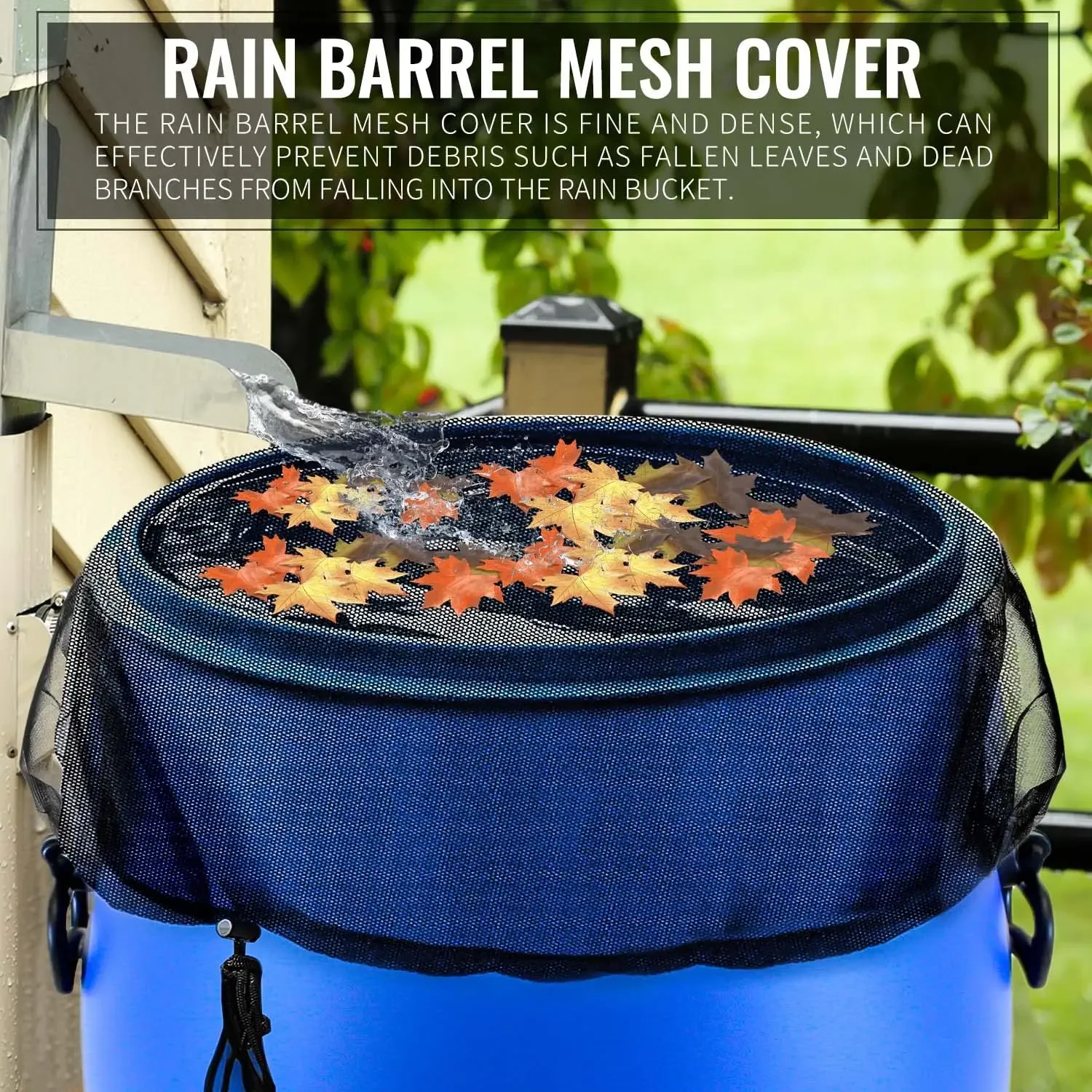 Rain barrel cover 1Pc 60CM mesh netting for rain barrels water collection buckets water tank protection lid rain collect tool
