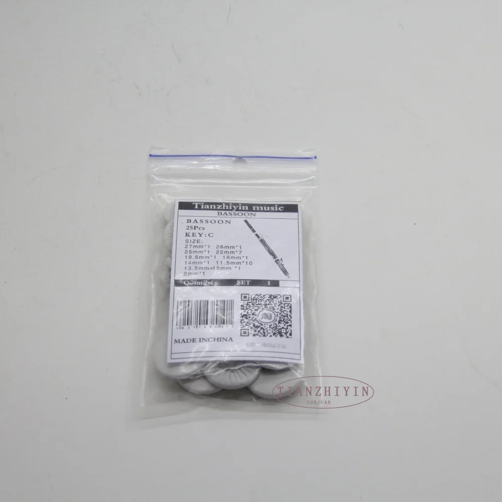 25pcs Bassoon Pads Set Real Leather Excellent Quality Bassoon Parts Nice Material for Repair And Maintenance