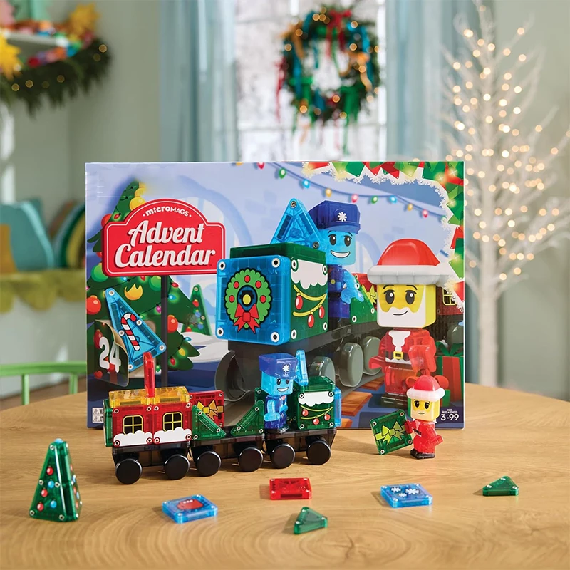 Christmas Advent Calendar Ornaments Magnetic Santa Claus Train Construction Set 24 Days Of Surprise Gifts Christmas Decorations