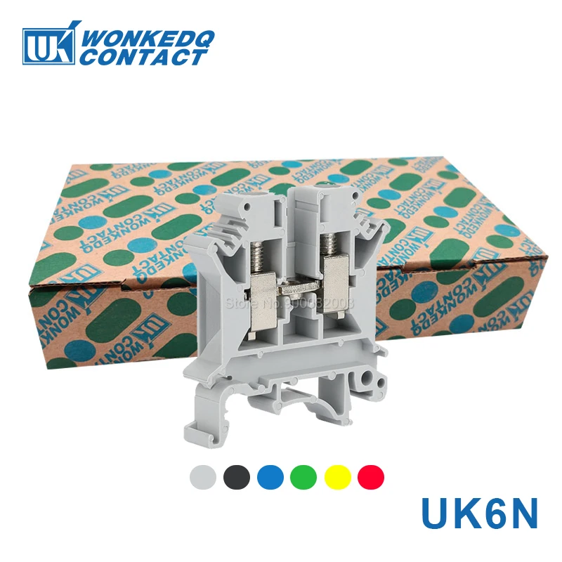 UK6NScrewDinRailTerminalBlockUK6mm2CableElectricWire