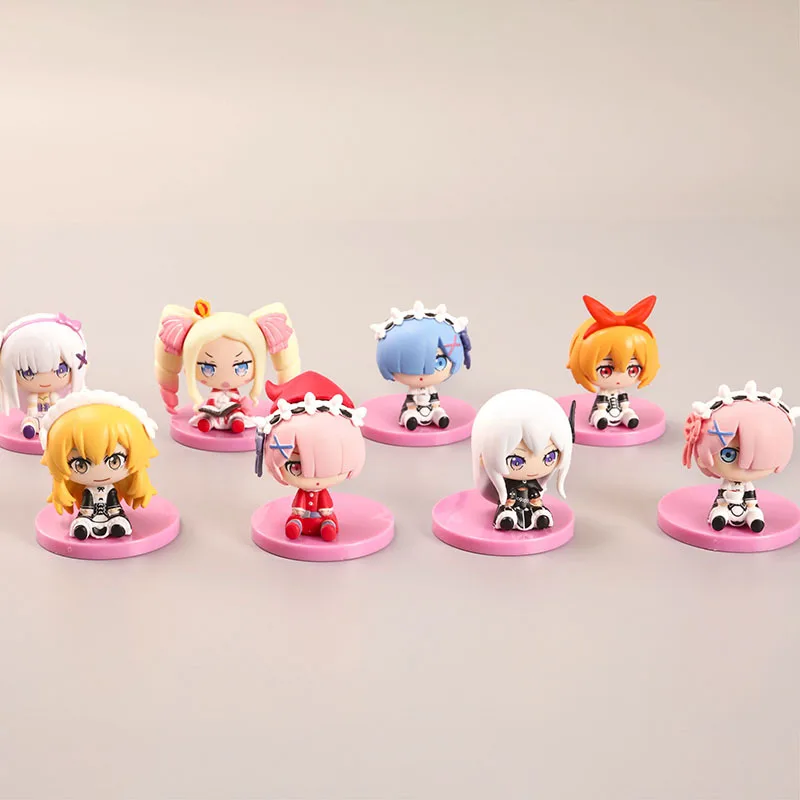 

8Pcs/Set Life in a different world from zero Cartoon Maid Anime Action Figures Collection Model Toy Decoration Birthday Gifts