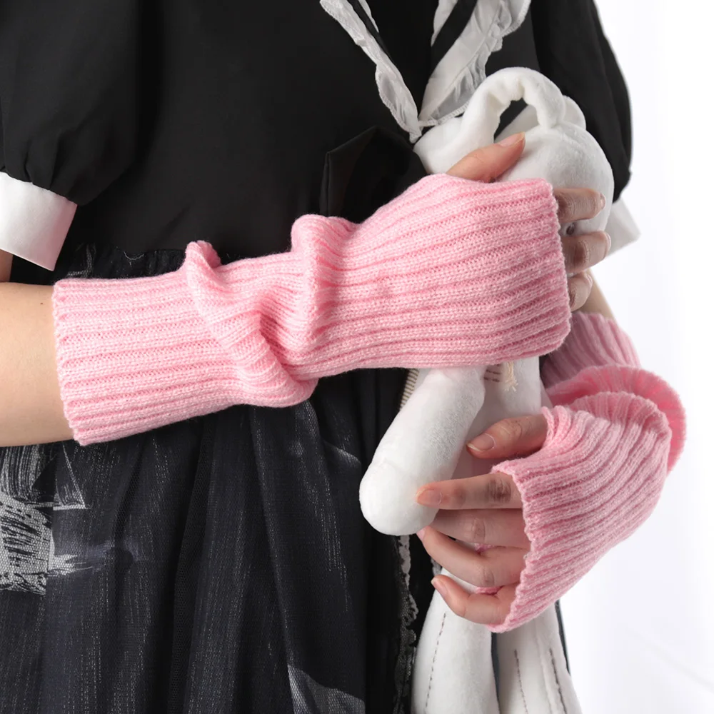 DUNKOING Manicotti Lunghi Y2K Kawaii – Scaldamuscoli Lavorati A Maglia, Stile Harajuku Goth, Senza Dita Per Donne