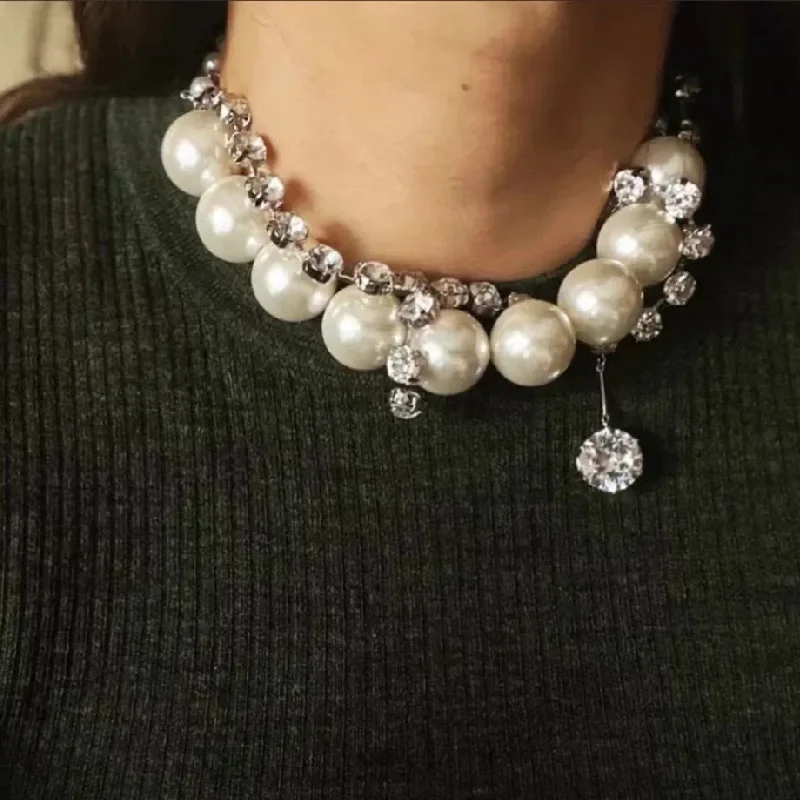 Handcess - Collana grocollo a doppo strato, stle bohémen, con