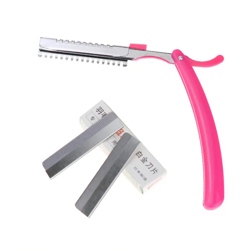 Eyebrow Trimmer Set Eyebrow Trimmer Foldable Takeaway Eyebrow Trimmer Stainless Steel Safety Eyebrow Shaver Trimming Portable Facial Hair Retainer With 10 Blades