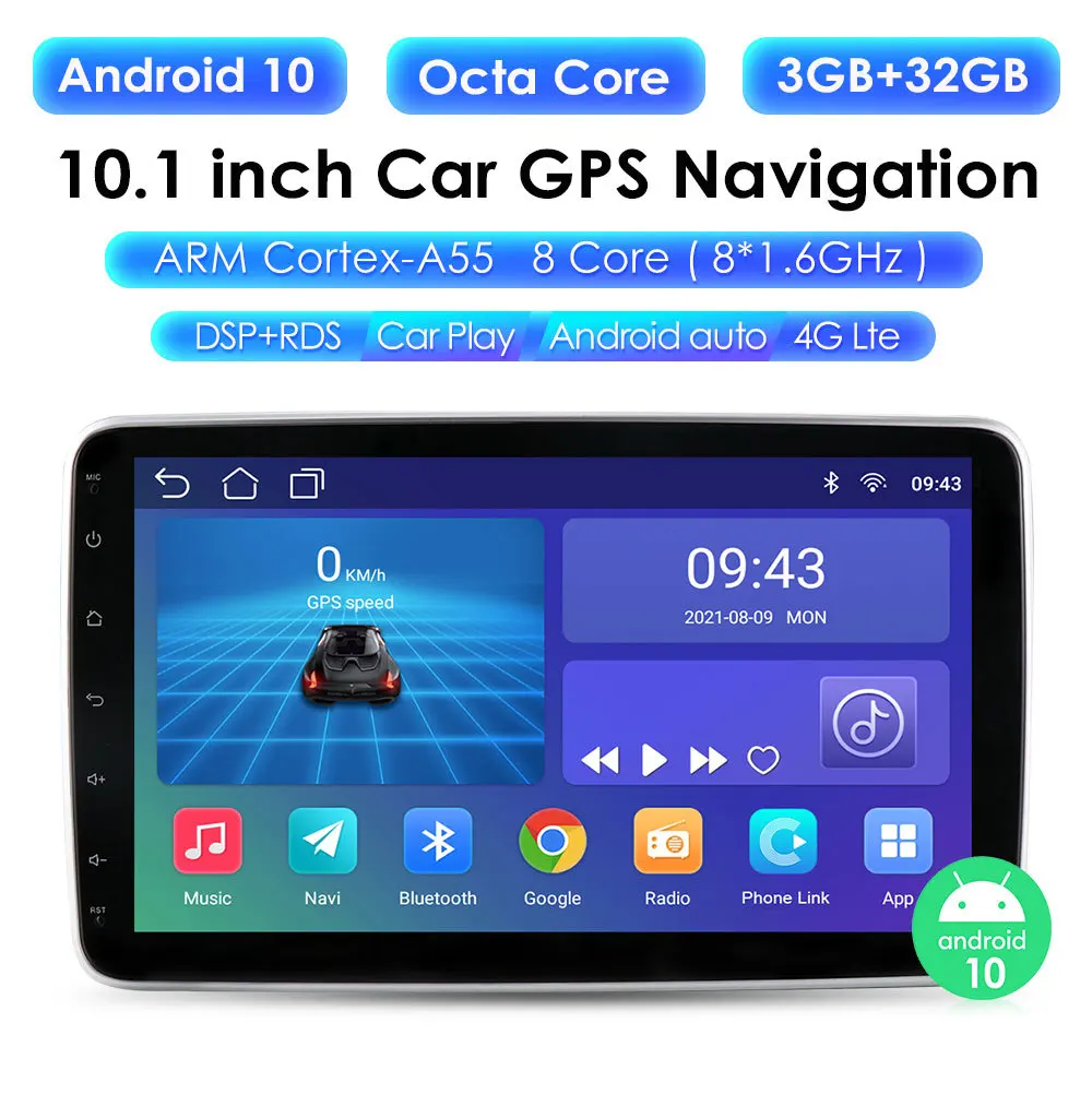 

Android 10.1 Inch Dual Spindle Universal Machine Screen Detachable 360 Degree Rotating Head Shaking Car Navigator