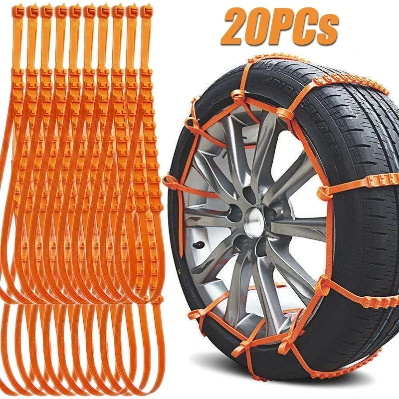 

20Pcs Anti-skid Car Tyre Snow Chains Winter Outdoor Car Wheel Chains Emergency Double Grooves Anti Slip Chain Auto Accessories
